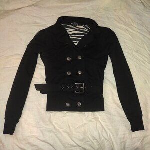 Miss Chievous Hoodless black button down jacket with removable belt
